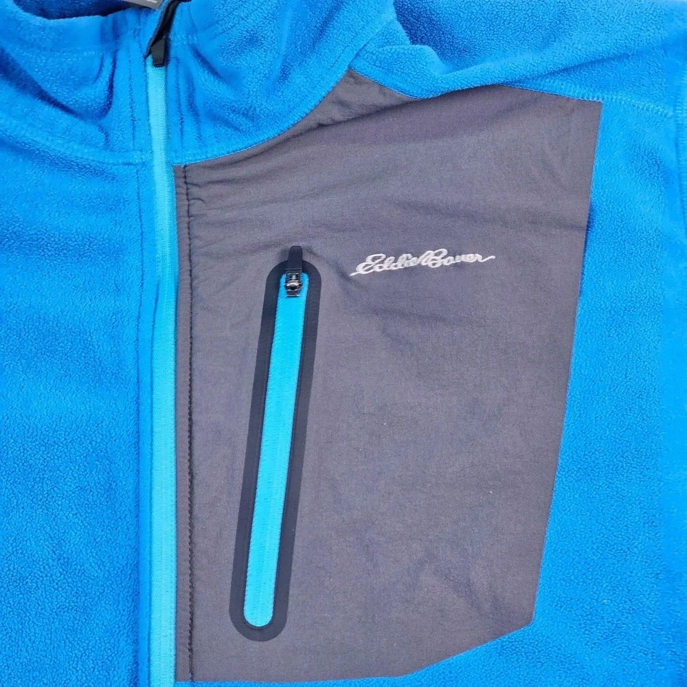 Eddie Bauer First Ascent Pullover Mens LT Blue Fleece 1/4 Zip Pocket Hiking